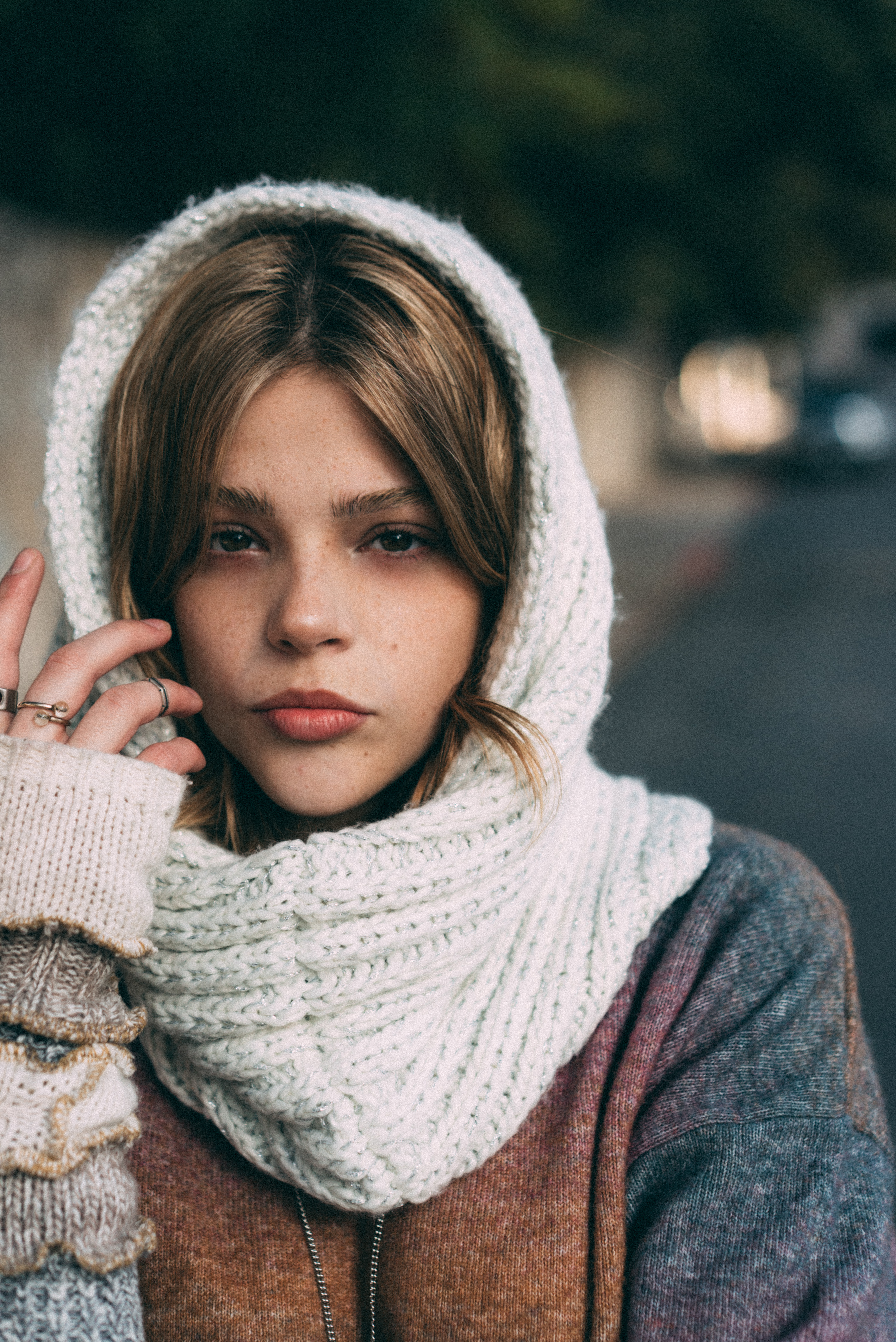 Lifestyle portrait against urban architectural background